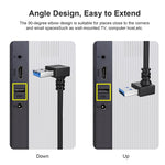 Câble d'extension USB 3.0 angle descendant 90 degrés mâle vers femelle, longueur : 15 cm, AM vers AF angle descendant, longueur : 15 cm