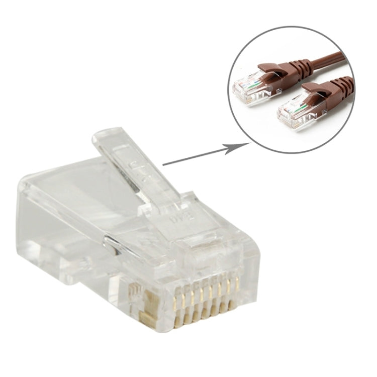 100 pièces / paquet Connecteur RJ45 prise modulaire, Or : 3u, Or : 3u