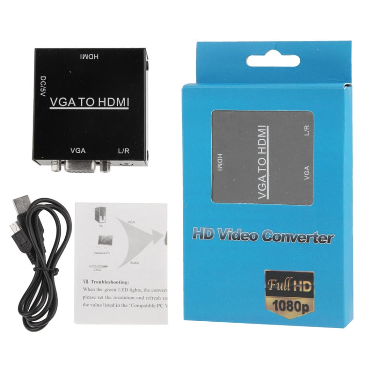 Boîtier scaler HDMI Mini VGA vers HDMI HD 1080P avec convertisseur audio vidéo numérique pour PC / HDTV, HD 1080P