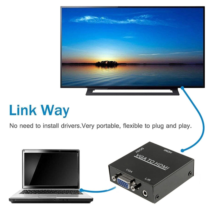 Boîtier scaler HDMI Mini VGA vers HDMI HD 1080P avec convertisseur audio vidéo numérique pour PC / HDTV, HD 1080P