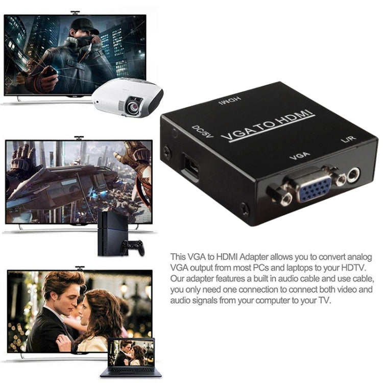 Boîtier scaler HDMI Mini VGA vers HDMI HD 1080P avec convertisseur audio vidéo numérique pour PC / HDTV, HD 1080P