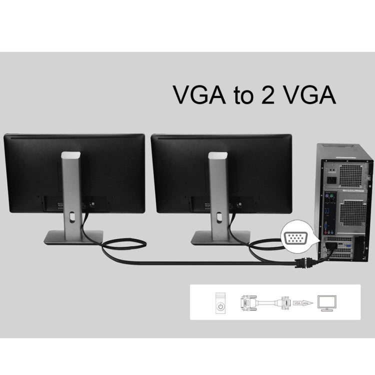 Câble répartiteur VGA mâle 30 cm vers 2 VGA femelles, VGA mâle