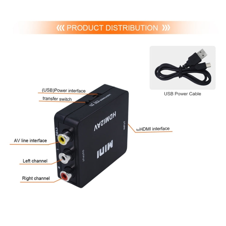 Convertisseur vidéo Mini HD VK-126 HDMI vers AV/CVBS, HDMI vers AV/CVBS