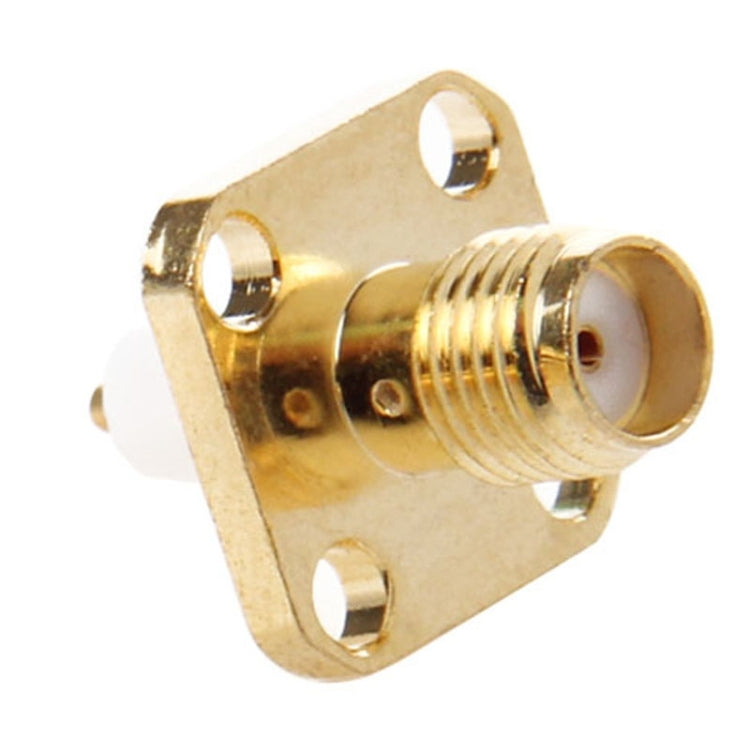 10 pièces d'adaptateurs connecteurs SMA femelle plaqués or à 4 trous pour montage sur panneau châssis, diélectrique étendu, soudure, SMA femelle 4 trous