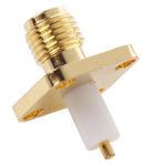 10 pièces d'adaptateurs connecteurs SMA femelle plaqués or à 4 trous pour montage sur panneau châssis, diélectrique étendu, soudure, SMA femelle 4 trous