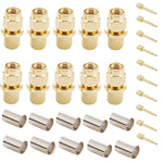10 pièces d'adaptateurs connecteurs RF SMA mâle plaqués or à sertir pour câble RG58 / RG142 / LMR195, prise SMA mâle