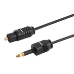 Câble audio optique numérique TOSLink mâle vers 3,5 mm mâle, longueur : 0,8 m, diamètre extérieur : 2,2 mm