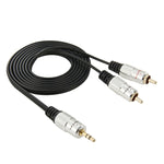 Câble audio stéréo jack 3,5 mm vers 2 RCA mâles, longueur : 1,5 m, 2 RCA, longueur : 1,5 m