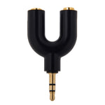 Adaptateur séparateur stéréo mâle 3,5 mm vers double stéréo femelle 3,5 mm