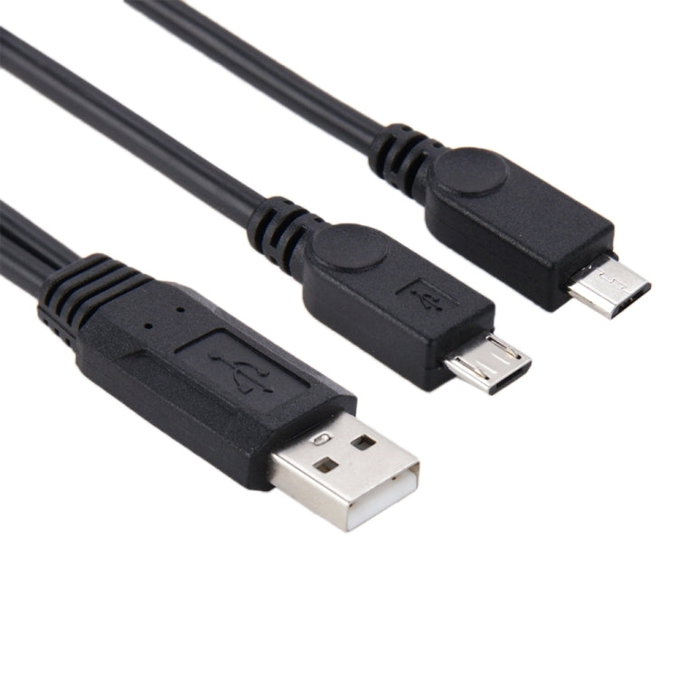 Câble USB 2.0 mâle vers 2 Micro USB mâles, longueur : environ 30 cm, USB 2.0 AM vers 2 Micro USB