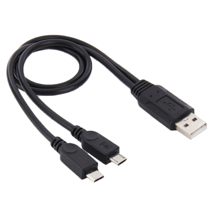 Câble USB 2.0 mâle vers 2 Micro USB mâles, longueur : environ 30 cm, USB 2.0 AM vers 2 Micro USB