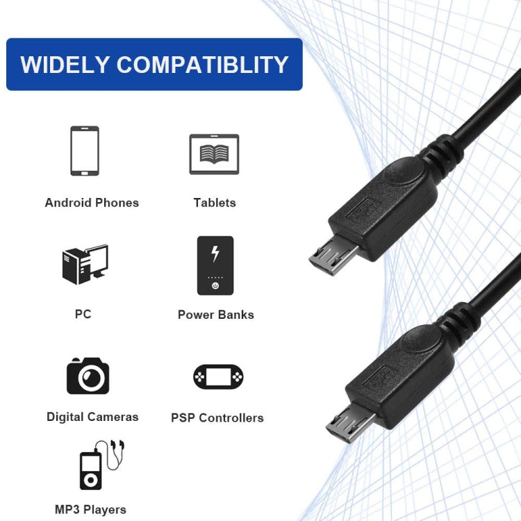 Câble USB 2.0 mâle vers 2 Micro USB mâles, longueur : environ 30 cm, USB 2.0 AM vers 2 Micro USB