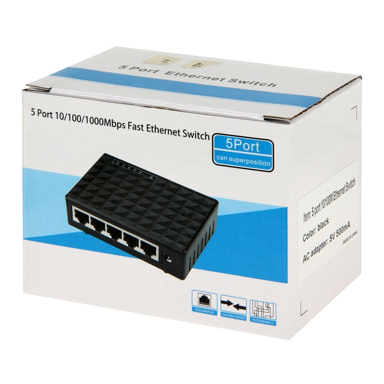 Commutateur Ethernet de bureau 5 ports 10/100/1000 Mbps, 5 ports 10/100/1000 Mbps