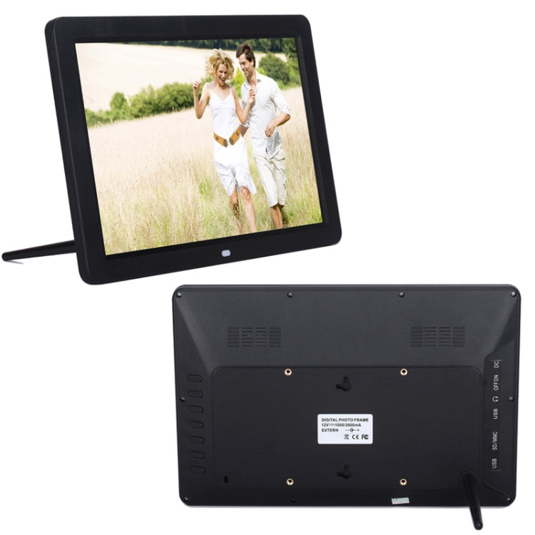 Cadre photo numérique multimédia à écran DEL de 12,0 pouces avec support/lecteur de musique et de films/fonction de télécommande, compatible USB/SD, haut-parleur stéréo intégré, 12,0 pouces