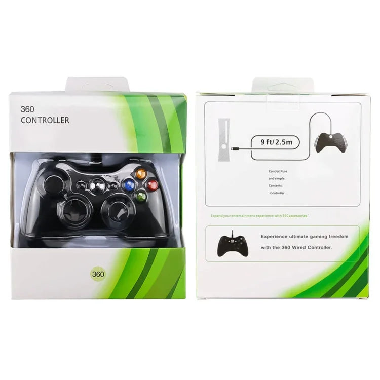 Manette de jeu filaire USB 2.0 pour Xbox 360, Plug and Play, longueur du câble : 2,5 m, pour Xbox 360 (noire)