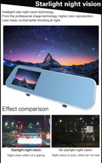 DVR Véhicule Double Caméra Écran 4,3 pouces Full HD 1080P, Angle de Vue Large 140 Degrés, Support Vision Nocturne / Surveillance de Stationnement / Enregistrement en Boucle / Détection de Mouvement / G-Sensor / Carte TF, 4,3 pouces