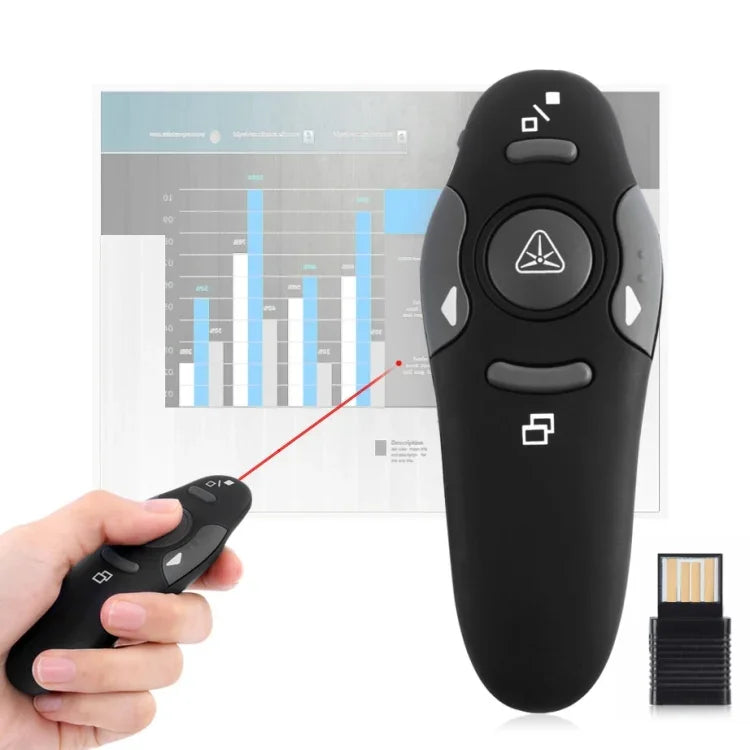 Présentateur multimédia avec pointeur laser et récepteur USB pour projecteur / PC / ordinateur portable, distance de contrôle : 15 m, 016