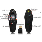 Présentateur multimédia avec pointeur laser et récepteur USB pour projecteur / PC / ordinateur portable, distance de contrôle : 15 m, 016