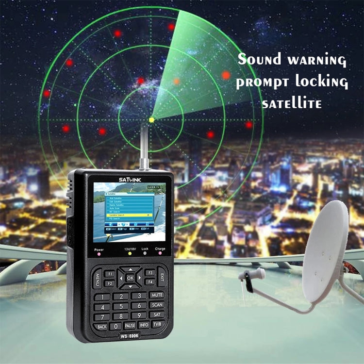 SATLINK WS6906 3,5 pouces Écran LCD couleur Portable numérique Satellite Finder Mètre, WS6906