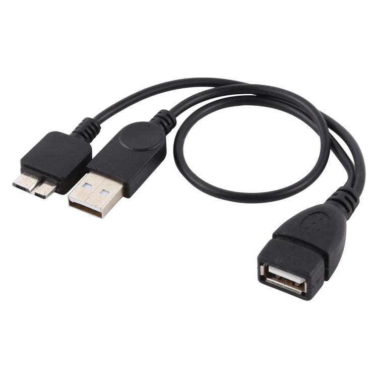 Câble OTG USB 2.0 AF vers Micro-B + USB 2.0 pour Samsung Galaxy Note III / N9000, avec alimentation, longueur : 24 cm (noir)