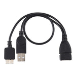 Câble OTG USB 2.0 AF vers Micro-B + USB 2.0 pour Samsung Galaxy Note III / N9000, avec alimentation, longueur : 24 cm (noir)