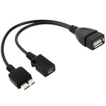 Câble USB AF vers Micro USB 3.0 + Micro USB 2.0 pour Galaxy Note III / N9000, Longueur : 20cm (Noir)