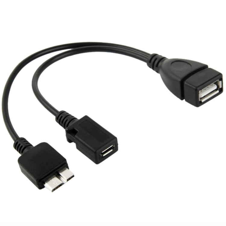 Câble USB AF vers Micro USB 3.0 + Micro USB 2.0 pour Galaxy Note III / N9000, Longueur : 20cm (Noir)