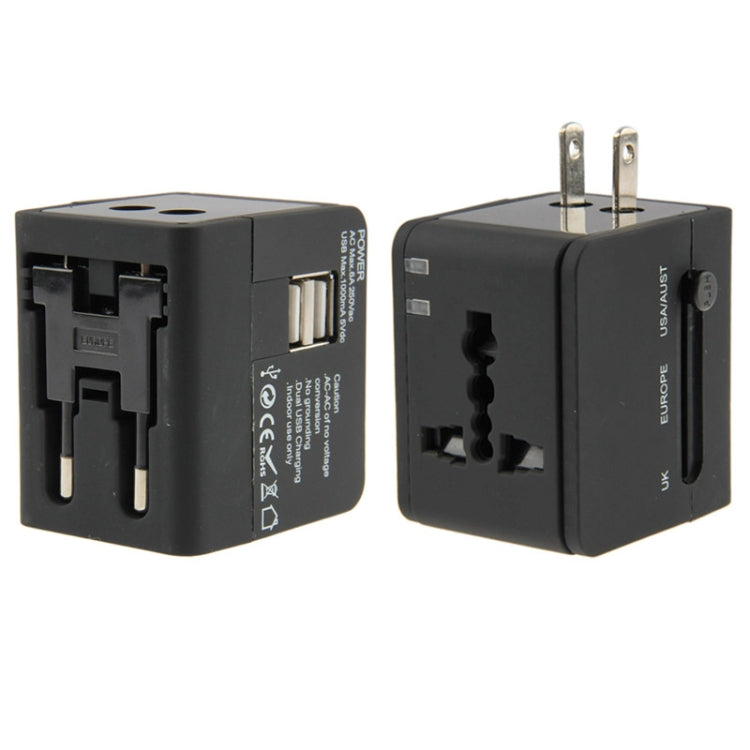 Adaptateur universel de voyage international 2,1 A 2-USB EU / AU / UK / US, 2,1 A