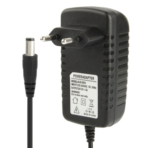 Adaptateur secteur de haute qualité AC 100-240V vers DC 12V 2A, embouts : 5.5 x 2.1mm, longueur de câble : 1m, prise EU DC 12V 2A, prise US DC 12V 2A
