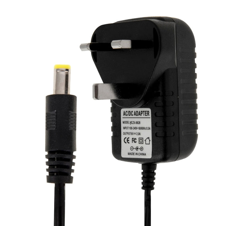 Adaptateur secteur prise UK AC 100-240V vers DC 6V 2A, embouts : 5,5 x 2,1 mm, longueur du câble : environ 1,2 m, prise UK DC 6V 2A