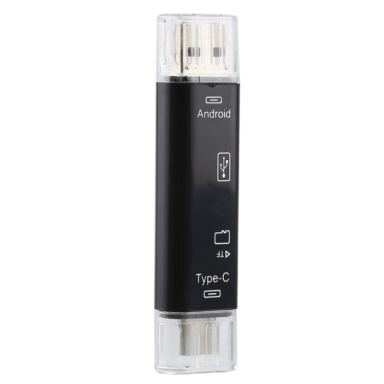 D-188 3 in 1 TF & USB to Micro USB & Type-C Card Reader OTG Adapter Connector