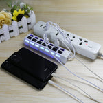 Hub USB 2.0 à 7 ports, répartiteur USB haute vitesse 480Mbps avec interrupteur ON/OFF / 7 LED, 7 ports (blanc), 7 ports (noir)