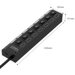 Hub USB 2.0 à 7 ports, répartiteur USB haute vitesse 480Mbps avec interrupteur ON/OFF / 7 LED, 7 ports (blanc), 7 ports (noir)