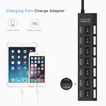 Hub USB 2.0 à 7 ports, répartiteur USB haute vitesse 480Mbps avec interrupteur ON/OFF / 7 LED, 7 ports (blanc), 7 ports (noir)