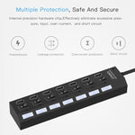 Hub USB 2.0 à 7 ports, répartiteur USB haute vitesse 480Mbps avec interrupteur ON/OFF / 7 LED, 7 ports (blanc), 7 ports (noir)