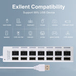 Hub USB 2.0 à 7 ports, répartiteur USB haute vitesse 480Mbps avec interrupteur ON/OFF / 7 LED, 7 ports (blanc), 7 ports (noir)