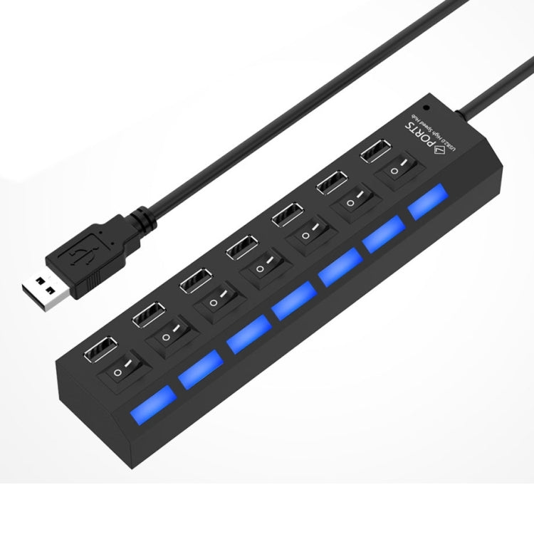 Hub USB 2.0 à 7 ports, répartiteur USB haute vitesse 480Mbps avec interrupteur ON/OFF / 7 LED, 7 ports (blanc), 7 ports (noir)