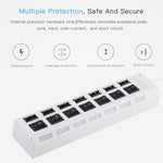 Hub USB 2.0 à 7 ports, répartiteur USB haute vitesse 480Mbps avec interrupteur ON/OFF / 7 LED, 7 ports (blanc), 7 ports (noir)