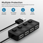Hub USB 2.0 à 4 ports avec 4 interrupteurs, 4 ports avec 4 interrupteurs (noir), 4 ports avec 4 interrupteurs (blanc)