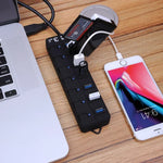 Hub USB 3.0 7 ports avec interrupteurs individuels pour chaque port de transfert de données, 7 ports (Noir)