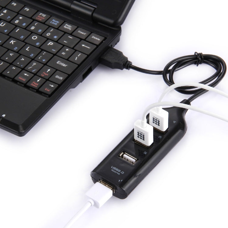 Hub USB 2.0 à 4 ports, longueur du câble : 30 cm, 4 ports (noir), 4 ports (blanc)
