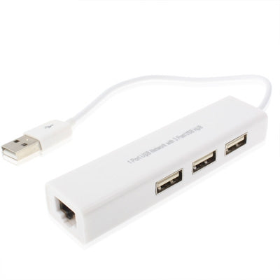 Carte adaptateur réseau USB 1 port avec hub USB 3 ports vers RJ45 femelle Ethernet LAN, USB 2.0