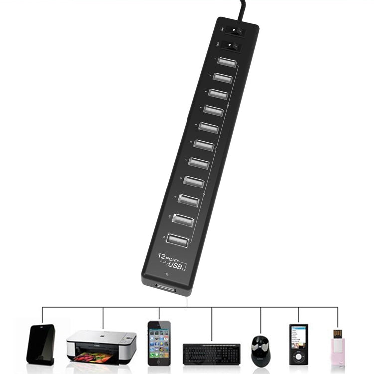 Hub USB 2.0 à 12 ports, adapté pour ordinateur portable / netbook