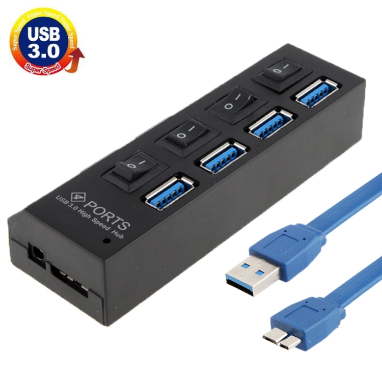 Hub USB 3.0 à 4 ports, super vitesse 5Gbps, plug and play, support 1TB, 4 ports (noir), 4 ports (blanc)