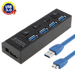 Hub USB 3.0 à 4 ports, super vitesse 5Gbps, plug and play, support 1TB, 4 ports (noir), 4 ports (blanc)