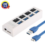Hub USB 3.0 à 4 ports, super vitesse 5Gbps, plug and play, support 1TB, 4 ports (noir), 4 ports (blanc)