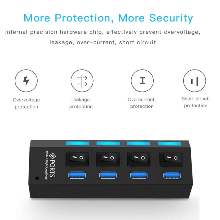 Hub USB 3.0 à 4 ports, super vitesse 5Gbps, plug and play, support 1TB, 4 ports (noir), 4 ports (blanc)