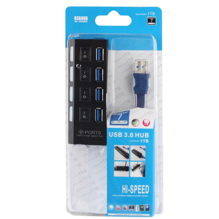 Hub USB 3.0 à 4 ports, super vitesse 5Gbps, plug and play, support 1TB, 4 ports (noir), 4 ports (blanc)