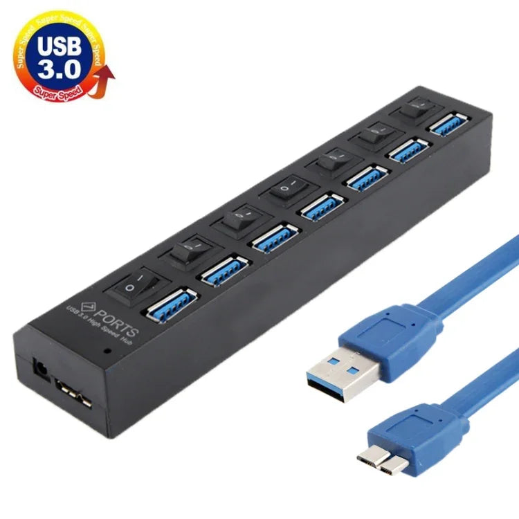 Hub USB 3.0 7 ports, Super vitesse 5Gbps, Plug and Play, support 1TB, 7 ports (Noir), 7 ports (Blanc)