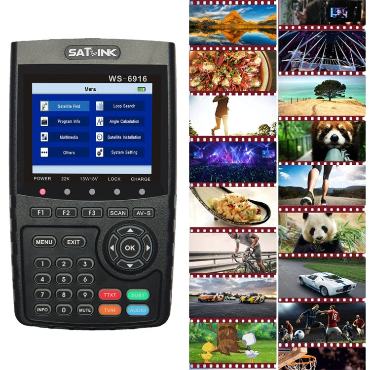 SATLINK WS6916 Mesureur de Signal Satellite Numérique, Écran LCD TFT 3,5 pouces, Support DVB-S / S2, MPEG-2 / MPEG-4, WS6916